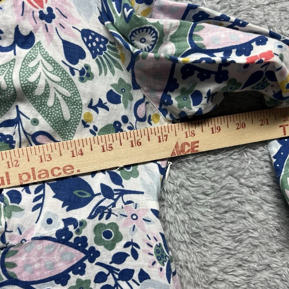 Boden Dress Womens Petite 8P Floral Paisley Jessa Linen Tunic 3/4 Sleeve V Neck - Picture 11 of 12